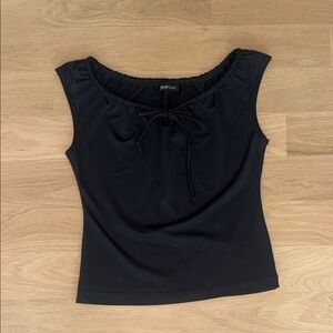 Tempted Black Scoop-Neck Tie-Front Tank
